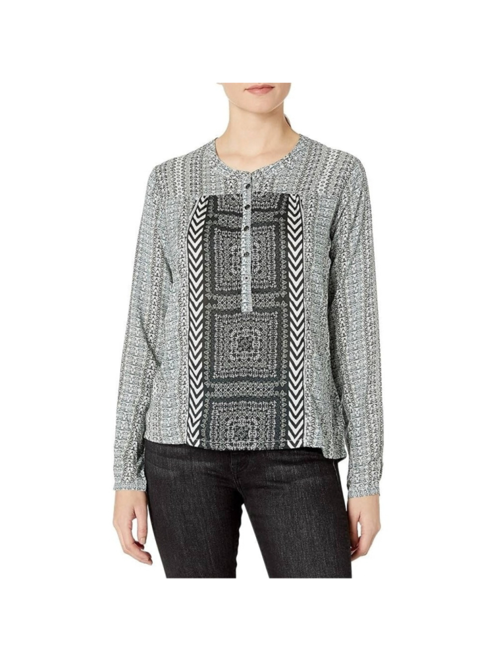 Prana Inka Long Sleeve Modal Blouse Tribal Pattern Size Small
